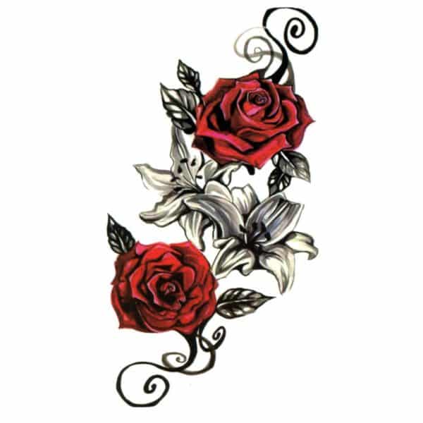 tatouage rose femme ephemere red